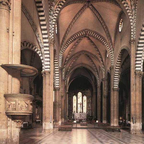 View Along The Nave To The Tornabuoni Chapel